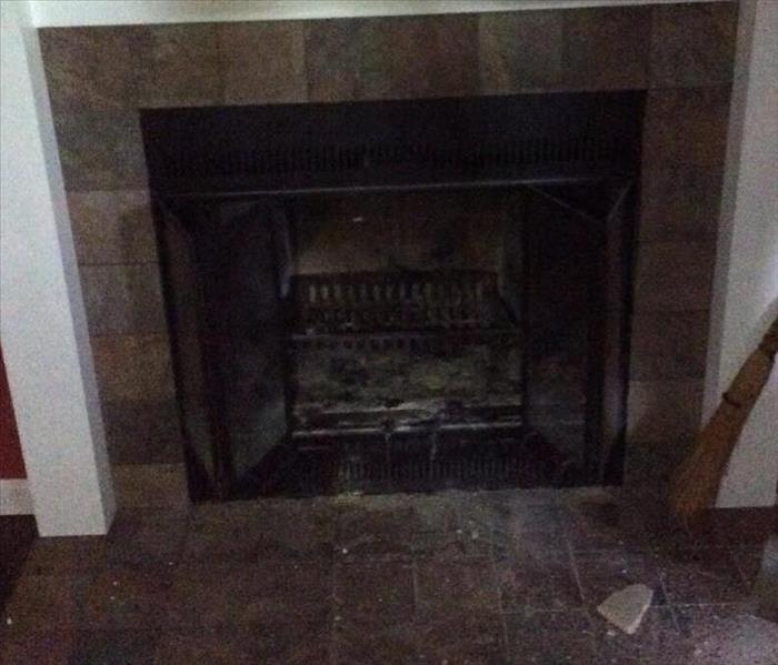 fireplace and living room after a home fire 