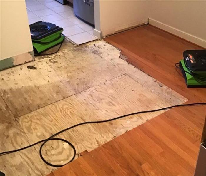 hardwood floor partially removed