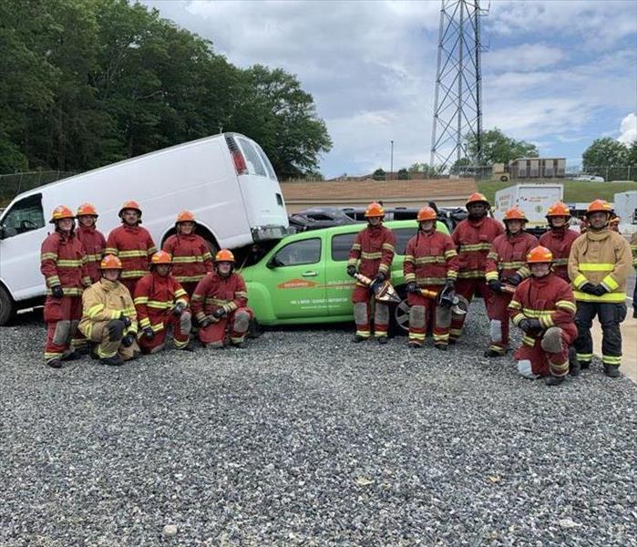 firefighters in front of a accident